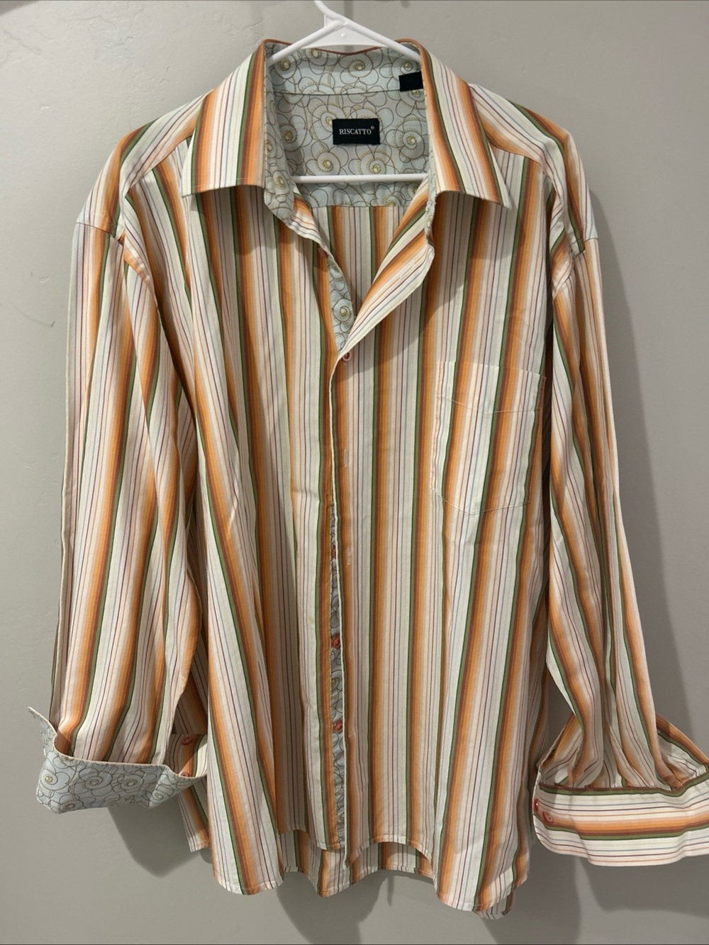 Riscatto Men's Orange Stripe Button-Up Shirt